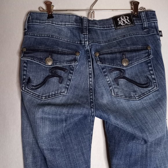 Rock & Republic Women's Kasandra Flared Medium Wash Denim Jeans Size 10 - Picture 5 of 10